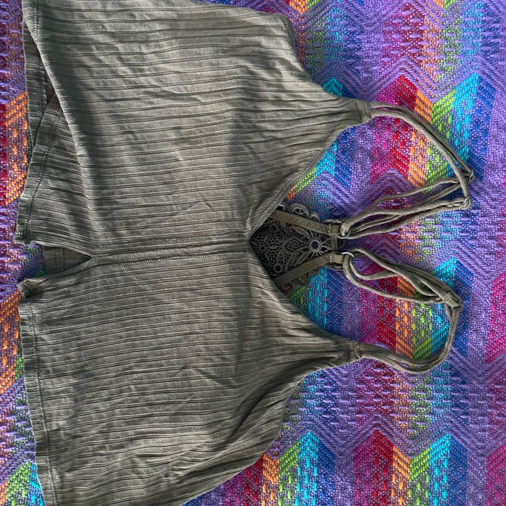 Aerie Small Brown Crop top, built in bra, and adjustable straps. Worn about 2x.